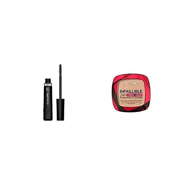 LOréal Paris – Duo Teint & Yeux – Fond de Teint Poudre Longue Tenue Infaillible Beige peau 130 + Mascara telescopic lift