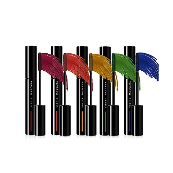 Mascara Coloré, MKNZOME 6 Couleurs Mascara Waterproof Longue Tenue Mascara Fibre de Soie 4d Maquillage Femme Yeux pour Hallow