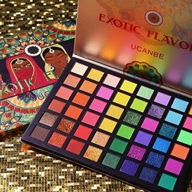 Palette de fards à paupières UCANBE 48 couleurs, paillettes scintillantes mates saveurs exotiques ombre à paupières néon méta
