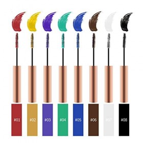 RoseFlower Mascara Coloré, 8 Couleur Mascara Durable Coloré en 4D, Ensemble de mascara de couleur imperméable, anti-taches, m
