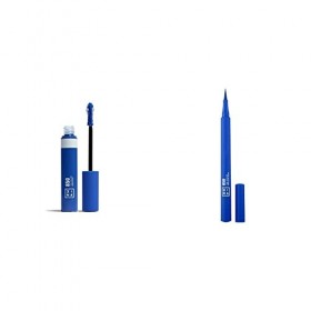 3INA MAKEUP - Vegan - The Color Mascara 850 + The Color Pen Eyeliner 850 - Bleu - Mascara Coloré pour Cils - Kératine Végétal