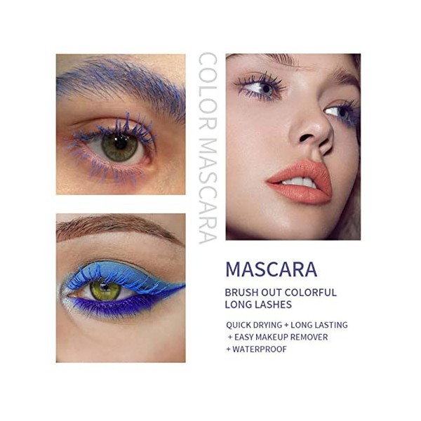 Mascara Coloré, MKNZOME 8 Couleurs Mascara Waterproof Longue Tenue Mascara Fibre de Soie 4d Maquillage Femme Yeux pour Hallow