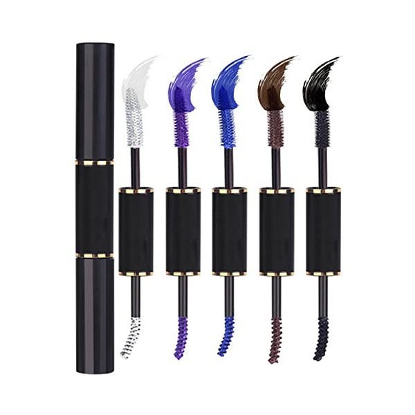 Mascara Coloré, MKNZOME 5 Couleurs Mascara Waterproof Longue Tenue Mascara Fibre de Soie 4d Maquillage Femme Yeux pour Hallow