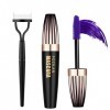 4D Silk Fiber Lash Mascara Waterproof Purple with Eyelash Comb Set, Colored Mascara for Eyelashes Purple Makeup - Lengthening