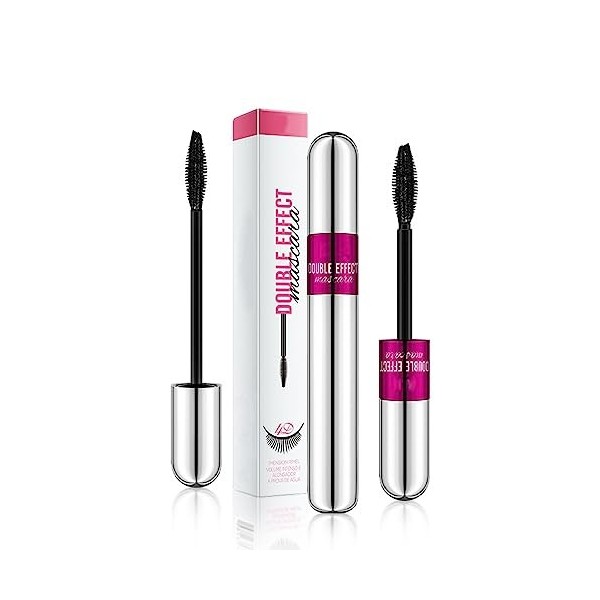 4D Silk Fiber Eyelash Mascara,Mascara 2 en 1 pour un effet Allongeant et épaississant Naturel,Long Lasting,Waterproof & Smudg