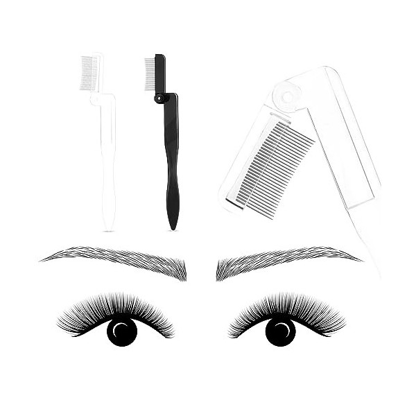 Sibba Lot de 2 peignes à cils pliables en acier inoxydable avec peigne en métal, séparateur de mascara avec dents en acier in