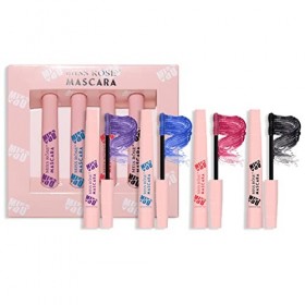RoseFlower Ensemble de mascara volumineux coloré, mascara imperméable, mascara noir en fibre 3D, sans grumeaux, 2X allongemen
