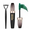 4D Silk Fiber Lash Mascara Waterproof Green with Eyelash Comb Set, Colored Mascara for Eyelashes Green Makeup - Lengthening, 
