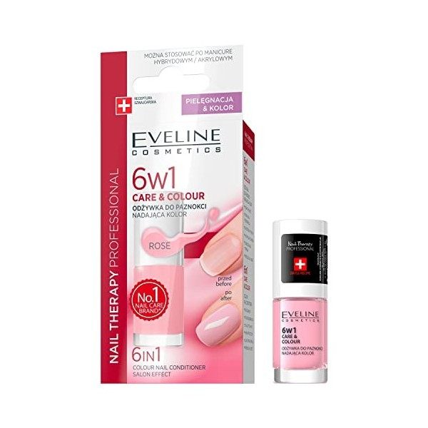 Eveline Cosmetics Nail Thérapie Condition professionnelle de longle avec couleur 6in1, 5 ml, rose