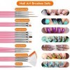 52 Pièces Kit de Nail Art, Nail Art Design Set avec 15 Brosse à Pinceaux, 5 Stylos Dotting, 4 Boîtes Ongles Strass, 18 Boîtes