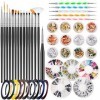 Newthinking Kit doutils pour nail art,47 pièces,Kit daccessoires pour ongles avec pinceaux de peinture à ongles, stylos à p