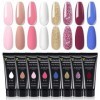 Lot de 8 vernis à ongles en poly gel, blanc, rose, marron, kit dauto-extension rapide pour faire des extensions dongles, ge