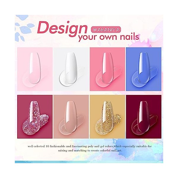 Lot de 8 vernis à ongles en poly gel, blanc, rose, marron, kit dauto-extension rapide pour faire des extensions dongles, ge