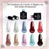 Kit Vernis Semi Permanent Complet, Phoenixy Kit Ongle Gel UV Complet avec 36W Lampe UV 10 Couleurs Vernis Gel 10 ML Vernis à 