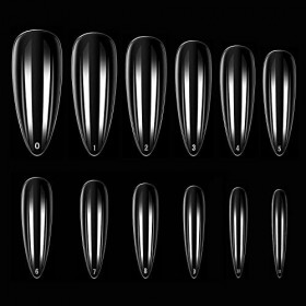 MAGIC ARMOR Capsule Americaine Ongle-Pose Americaine Ongle Kit, 600pcs Long Amandes Faux Ongles avec 4 en 1 Colle à Ongles et