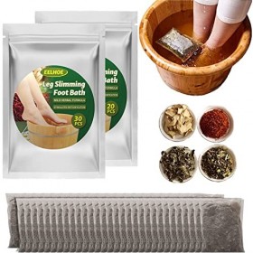 Drainage Lymphatique Bain de Pieds au Gingembre, 50PCS Bain de Pieds Aux Herbes Darmoise Naturelle,Bain de Pieds Amincissant