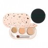 Shefave Palette de fond de teint anti-cernes, 3 couleurs avec pinceau et houppette 01 