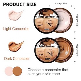 Cotensta 20g Cache-cernes pour Tatouage, Cache-cernes Double Couleur pour tatouage, Cicatrices Invisibles Taches de Naissance