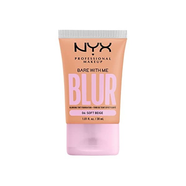 NYX Professional Makeup Fond de Teint Effet Flouté Bare With Me Blur, Couvrance Moyenne, Fini Mat Naturel, Niacinamide, Match