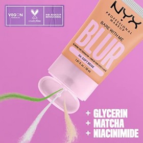 NYX Professional Makeup Fond de Teint Effet Flouté Bare With Me Blur, Couvrance Moyenne, Fini Mat Naturel, Niacinamide, Match
