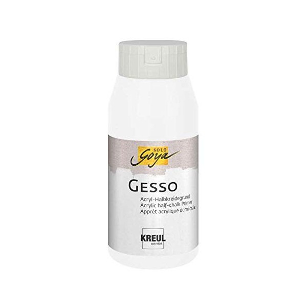KREUL 85272 - Solo Goya Gesso Apprêt à base de demi-craie acrylique pour supports de peinture Blanc Flacon de 750 ml Résistan