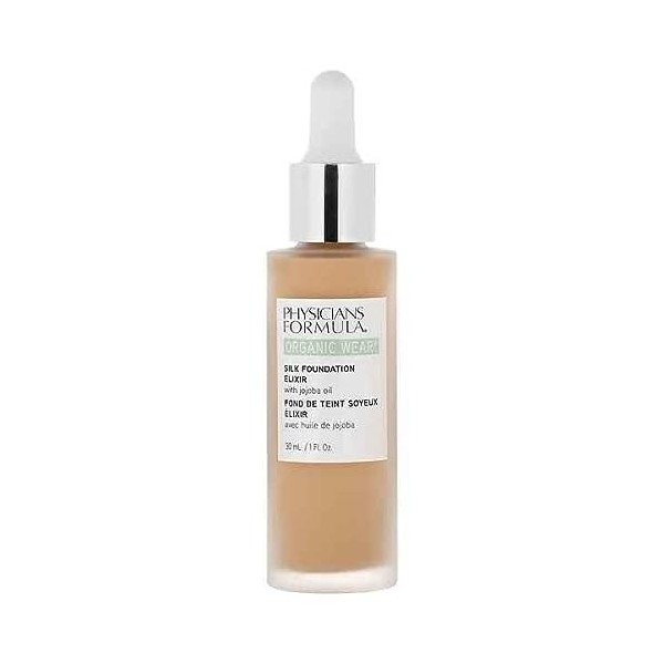 Physicians Formula Organic Wear Silk Foundation Elixir, Fond de Teint Bio Ultra-Fluide Léger Infusé dhuile de Jojoba et dal