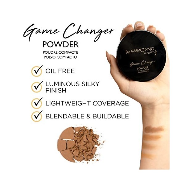 SUMMIT.g Game Changer Flawless Pressed Powder - Fond de teint mat antireflet estompable pour une tenue longue durée en apesan