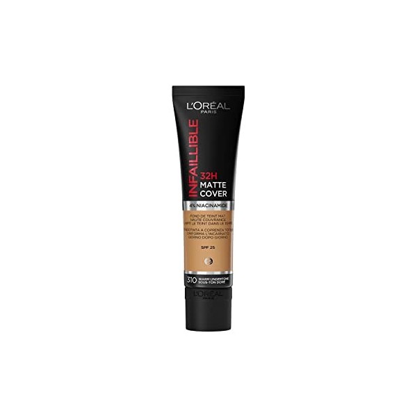 LOréal Paris - Fond de Teint Mat Haute Couvrance Waterproof - Longue Tenue - Léger & Matifiant - SPF 25 - Infaillible 32H Ma