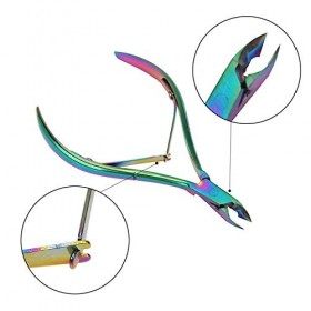 2 pièces holographique ongles cuticule pince à double extrémité peau morte poussoir cuillère Nail Art manucure pédicure outil