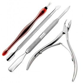 4 pièces outils dart dongle peau morte pinces à ciseaux poussoir cuillère tondeuse outil de retrait de cuticules outil de r