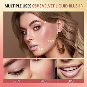 Rechoo Blush Liquide, Blush Stick Rose Mat pour le Maquillage, Blush Crème Lightweight and Blendable, Make-up Blush Longue Du