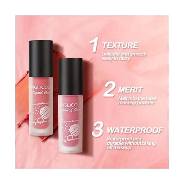 Anglicolor Blush Liquide Creme Maquillage,éclaircir le teint et mettre en valeur la beauté naturelle Fard à joues léger, liss