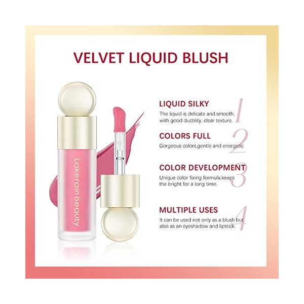 Rechoo Blush Liquide, Blush Stick Rose Mat pour le Maquillage, Blush Crème Lightweight and Blendable, Make-up Blush Longue Du