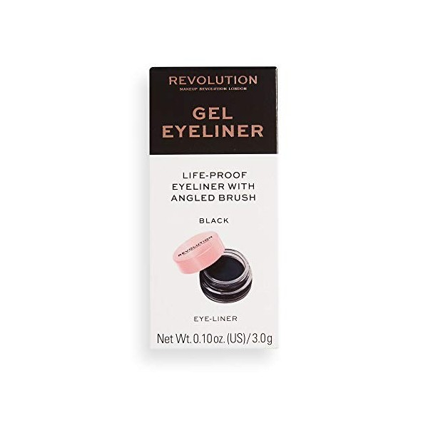 Makeup Revolution, gel Eyeliner Pot With Brush, Pot dEyeliner En gel avec Pinceau, 3g