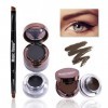 Music Flower Gel Eyeliner & Pommade Sourcil, Gel Pour Les Yeux de Maquillage Pour Les Yeux Longue Durée Waterproof Noir et Ma