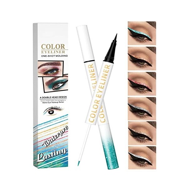 Liquid Eyeliner,Eyeliner Coloré,bâton deye-liner ombre à paupières double extrémité,Colorful Glitter Eyeliner Liquid Shimmer