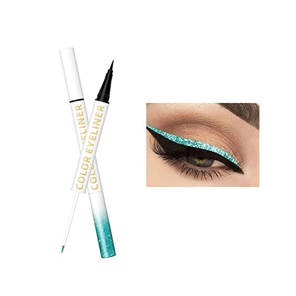 Double Ended Eyeliner Set - Noir & Métallique Liquid Eyeliner Glitter Eyeliner Liquid Sparkling Eyeshadow Imperméable à l’eau