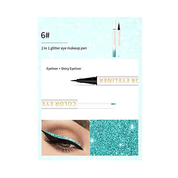 Double Ended Eyeliner Set - Noir & Métallique Liquid Eyeliner Glitter Eyeliner Liquid Sparkling Eyeshadow Imperméable à l’eau