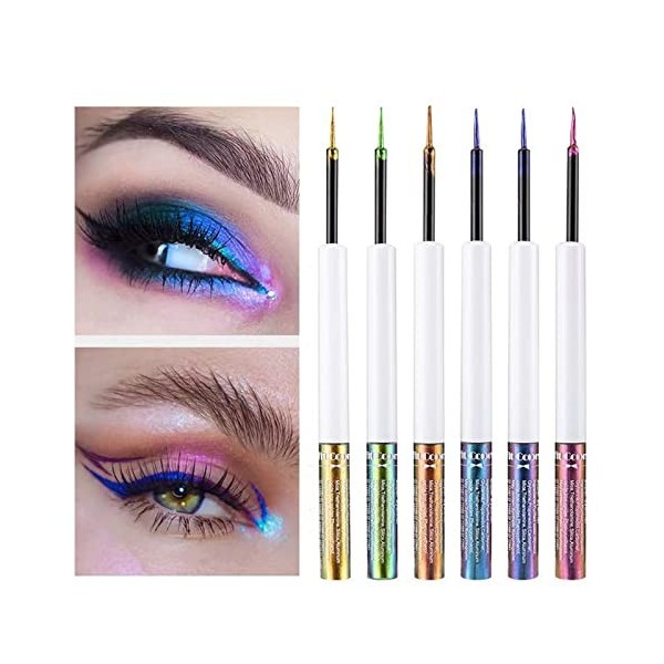 Intense Color Shifting Multichrome Eyeshadow, Eyeliner Coloré, Eyeliner Liquid Glitter, Shimmer Sparkling Silver Metallic Eye