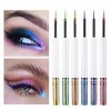 Intense Color Shifting Multichrome Eyeshadow, Eyeliner Coloré, Eyeliner Liquid Glitter, Shimmer Sparkling Silver Metallic Eye