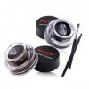 Music Flower Eyeliner, Gel EyeLiner Longue Durée Imperméable Noir et Marron Avec 2 Pinceaux, Facile à Appliquer Maquillage po