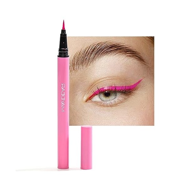 Maydear Colours Eyeliner auto-adhésif, 2 en 1 Eyeliner Liquide Mat Coloré Eye Liner Pen, Waterproof Smudge-Proof Smooth Eyeli