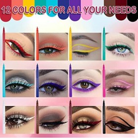 Rihsay 12 Couleur Eye Liner Waterproof Eyeliner Coloré Imperméable Eye Liner Liquid Maquillage pour Les Yeux Makeup Halloween