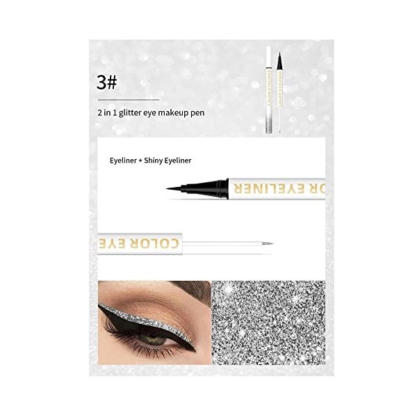 Double Ended Eyeliner Set - Noir & Métallique Liquid Eyeliner Glitter Eyeliner Liquid Sparkling Eyeshadow Imperméable à l’eau