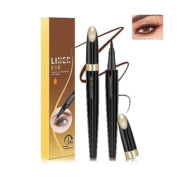 Marron Waterproof Liquid Eyeliner Eye Liner,Eyeliner Pencil Stylo Liquide Eyeliner,Eye-liner Liquide Maquillage,Imperméable,L