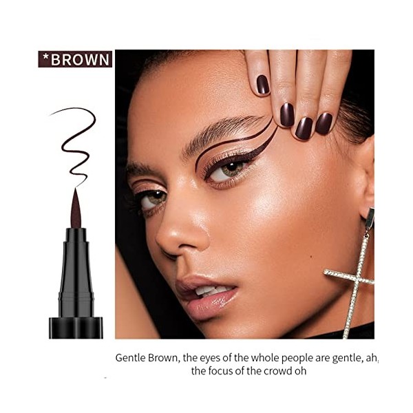 Marron Waterproof Liquid Eyeliner Eye Liner,Eyeliner Pencil Stylo Liquide Eyeliner,Eye-liner Liquide Maquillage,Imperméable,L