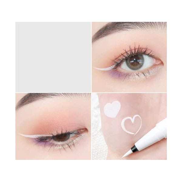 Eyeliner couleur liquide waterproof,Eyeliner Liquide Stylo Liquide Eyeliner Precision Séchage Rapide pour Femme Blanc 