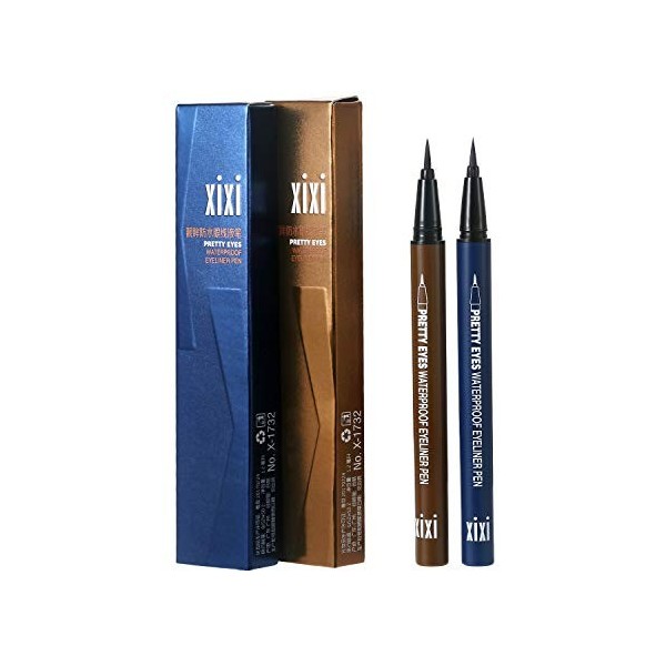 Vtrem 2Pcs Eyeliner Liquide Waterproof Imperméable Crayon Feutre Pointe Outil De Cosmétique Maquillage Professionnel [Brun cl