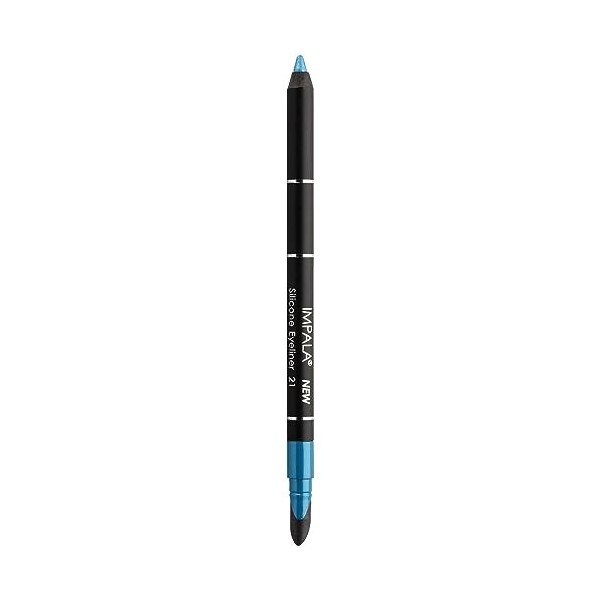 Impala - Crayon Pour les Yeux Waterproof Avec Gomme en Silicone | 21 Bleu Clair Métallisé | Ligne Définie ou Effet Flouté | T