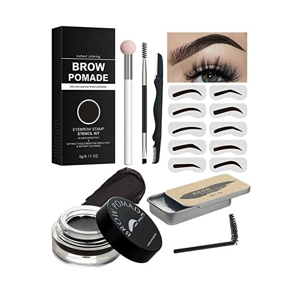 Lot de tampons à sourcils et pochoirs à sourcils 16 en 1, crème à sourcils imperméable, kit de modélisation des sourcils en g